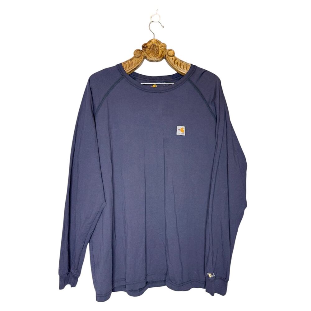 Carhartt Mens Shirt FORCE Flame Resistant Navy Blue Long Sleeve Crew Neck 2XL